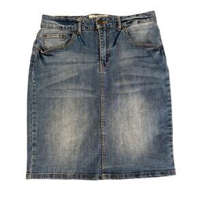 Kenneth Cole Reaction Denim Pencil Skirt SZ 6 Preppy Classic